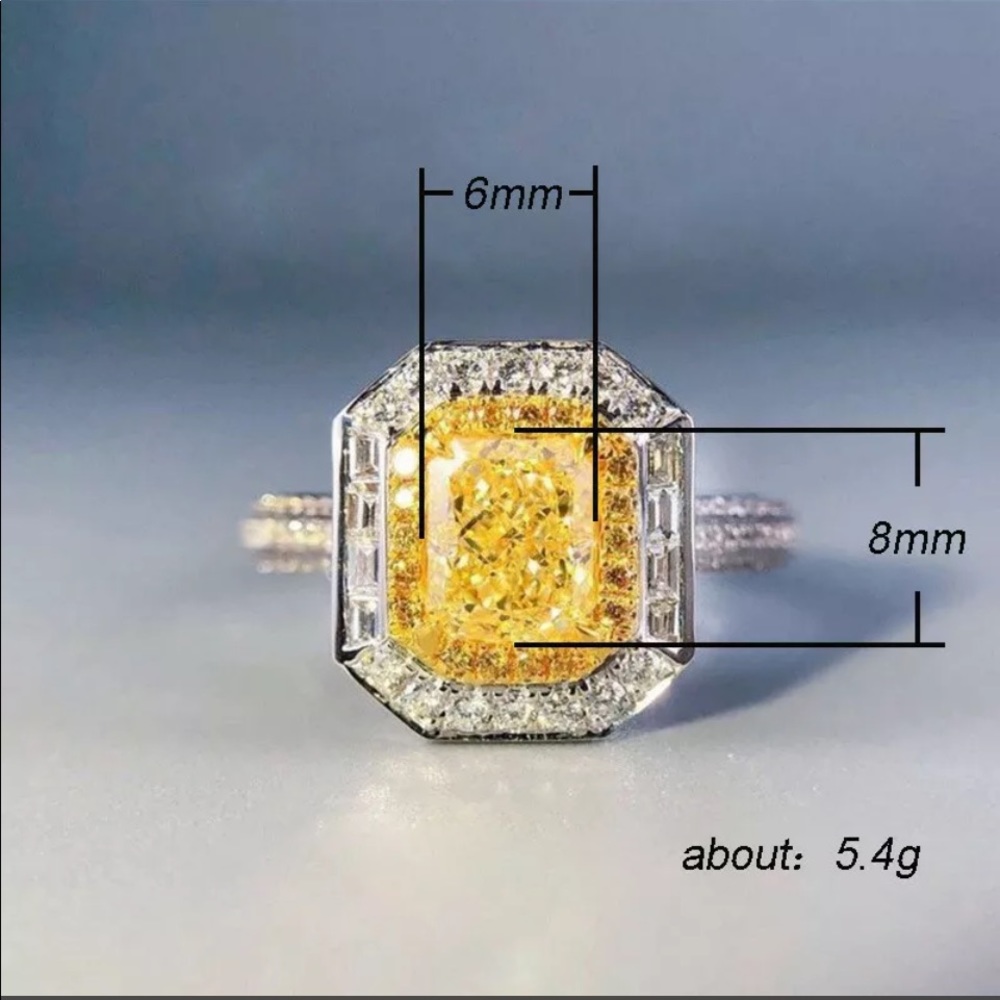 925 Sterling Silver 1.25 Carat Citrine & White Sapphires Ring size 8 - Picture 3 of 4